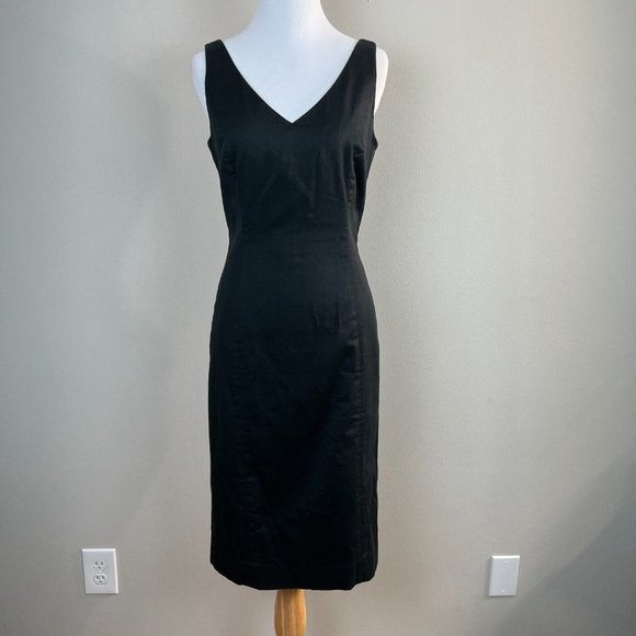 Philippe Adec‎ Bergdorf Goodman Dress 4 Black Sheath V-Neck Sleeveless Stretch - Picture 1 of 9